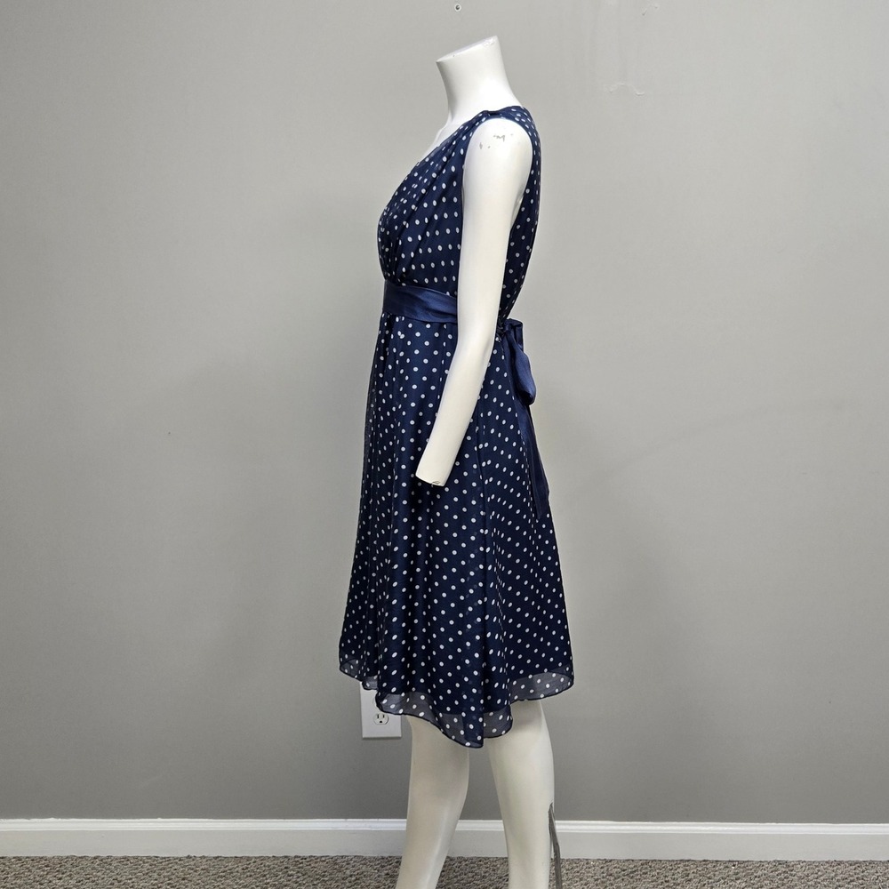 Luxe By‎ Seraphine 100% Silk Midi Maternity Dress Size 10 Blue Polka Dot Modest - Picture 2 of 10